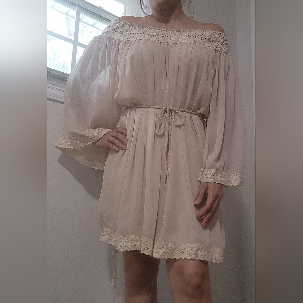Charlotte Russe Cream Embellished Tunic Dress